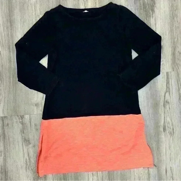 J Crew Women’s Long Sleeve Color Block Tunic Navy Coral Zipper Sweater Size S - Picture 1 of 9